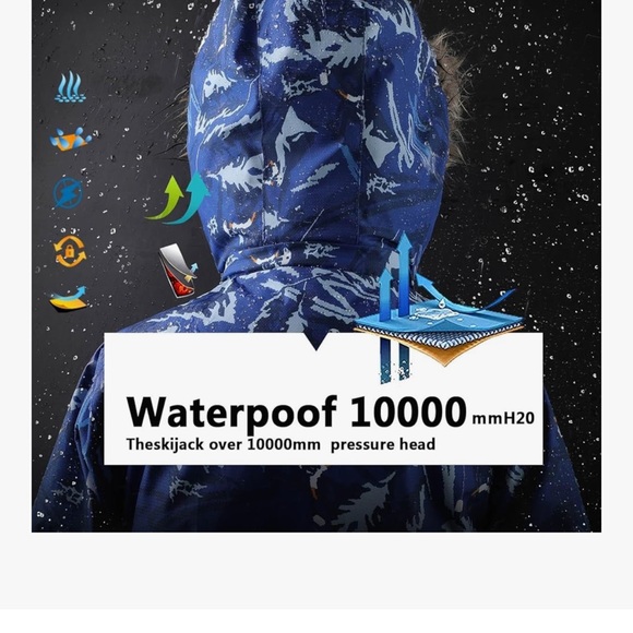 AFILOK kids winter overalls ski suit Blue and White Snowsuit Youth - Picture 5 of 15